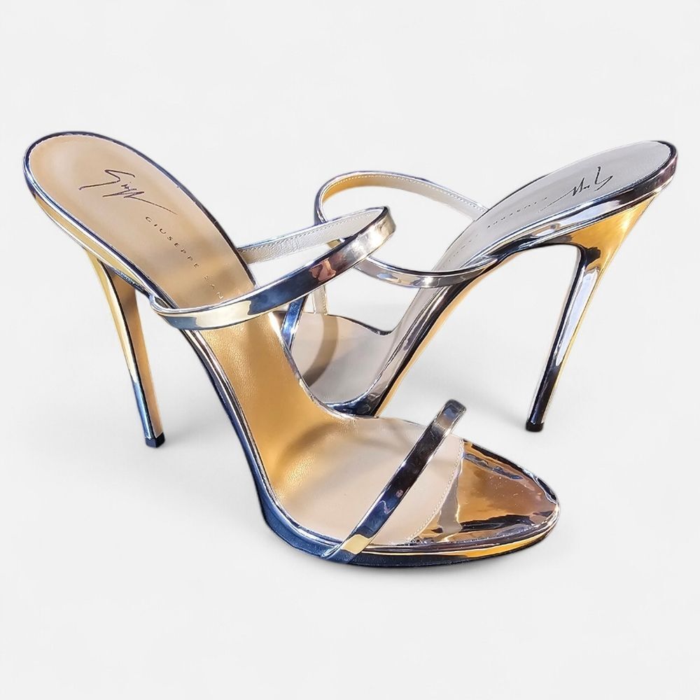 ✨ Giuseppe Zanotti Darsey Heels | Silver Metallic Patent | Stiletto | EU 41